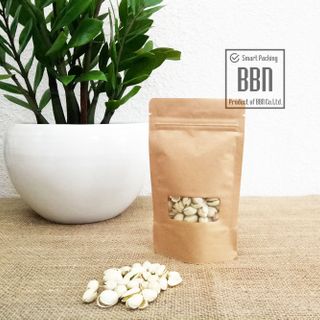 Túi giấy Kraft zipper có cửa sổ 12x20cm