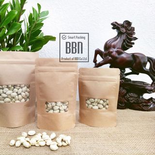 Túi giấy Kraft zipper có cửa sổ 12x20cm