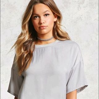 Áo lụa satin Forerver21 cột eo