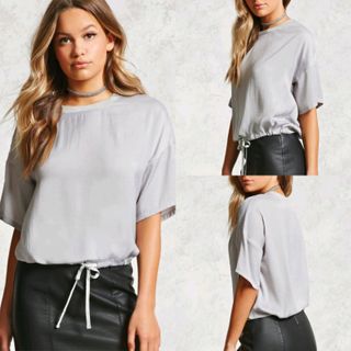 Áo lụa satin Forerver21 cột eo