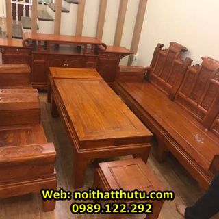 Bộ Bàn Ghế Hộp Âu Á Cuốn Thư Gỗ Hương Đá