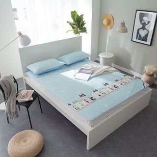 Bộ chăn ga gối tancel đàm mèo xanh 1m8x2m