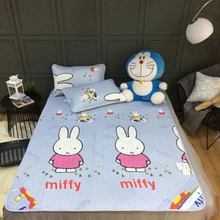 Bộ chăn ga gối làm mát tencel thỏ xanh 1m8x2m