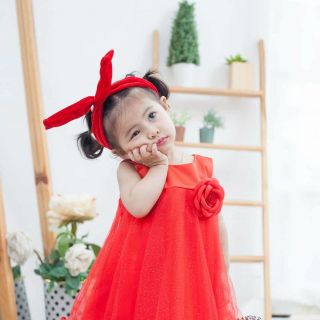Đầm xòe bông hồng cho bé gái