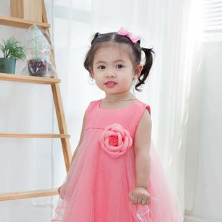 Đầm xòe bông hồng cho bé gái