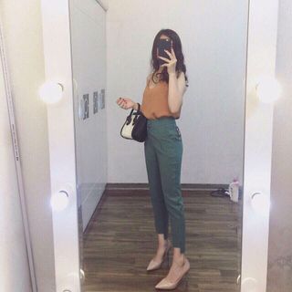 Quần baggy vải gấu bất đối xứng