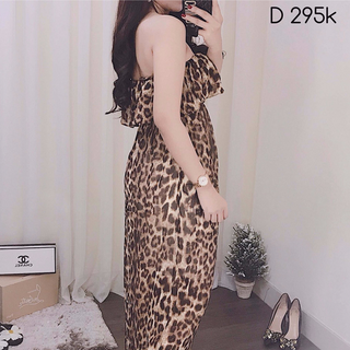 Đầm maxi voan da beo sang trọng