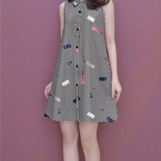 Đầm suông sơ mi xinh xắn in 3D