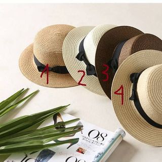 Mũ cói đính nơ tiểu thư