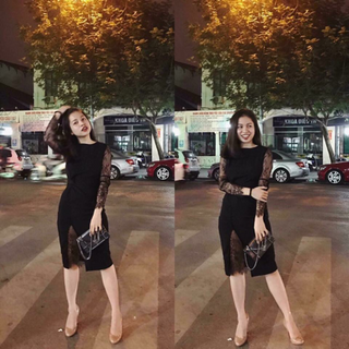 Đầm body ắn eo phối ren