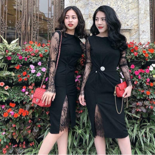 Đầm body ắn eo phối ren