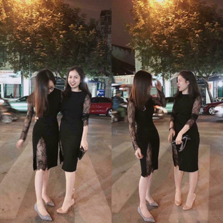 Đầm body ắn eo phối ren