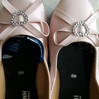 Giày búp bê nơ màu kem