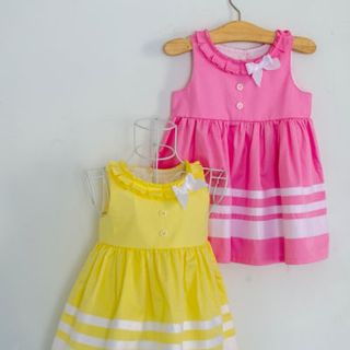 Đầm Gymboree viền trắng đính nơ