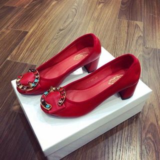 GIẦY GÓT VUÔNG NẠM NGỌC D0024E