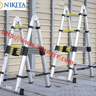Thang nhôm rút đa năng vừa để chữ a vừa để chữ i cao 32m