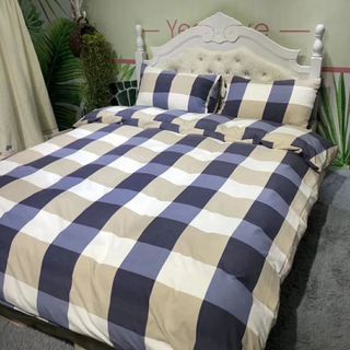 BỘ CHĂN GA GỐI MUJI KẺ XANH ĐEN