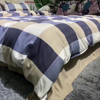 BỘ CHĂN GA GỐI MUJI KẺ XANH ĐEN