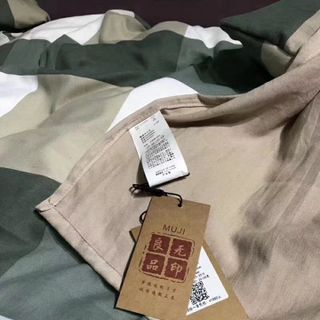 BỘ CHĂN GA GỐI MUJI KẺ XANH RÊU