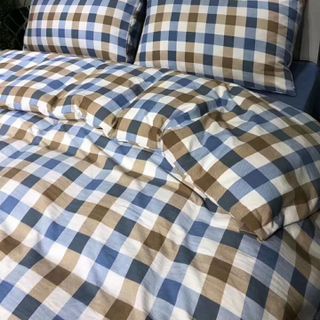 BỘ CHĂN GA GỐI MUJI KẺ NÂU