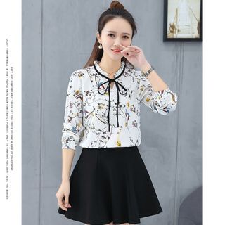 Áo Sơ Mi Trắng Cổ Cột Nơ