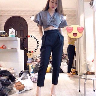 Set trang phục 💃🏻 có 2 màu Trắng - Xanh caro