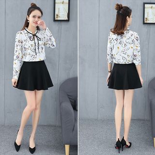 Áo Sơ Mi Xanh Đen Cổ Cột Nơ