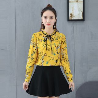 Áo Sơ Mi Vàng Cổ Cột Nơ