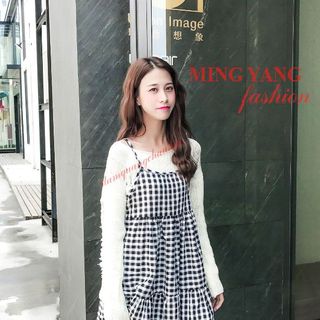 Đầm babydoll sọc caro