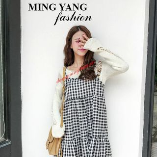 Đầm babydoll sọc caro