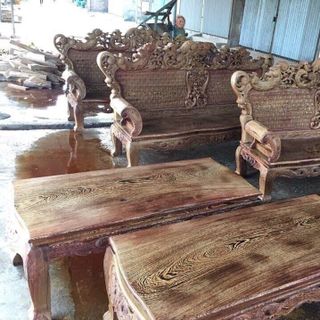 Bộ bàn ghế đồng kỵ kiểu hoàng gia gỗ mun đuôi công