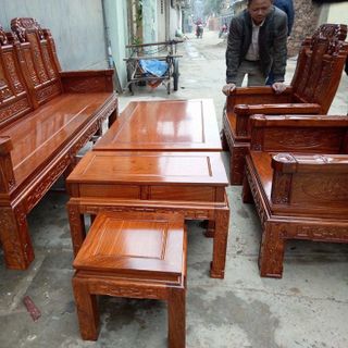 Bộ Bàn Ghế Kiểu Âu Á Hộp Như Ý Voi Tay Đặc gỗ hương vân bộ 2m2 và 2m4 giá sỉ