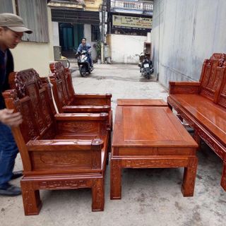 Bộ Bàn Ghế Kiểu Âu Á Hộp Như Ý Voi Tay Đặc gỗ hương vân bộ 2m2 và 2m4