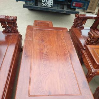 Bộ Bàn Ghế Đồng Kỵ Rồng Bát Tiên Gỗ Hương Vân