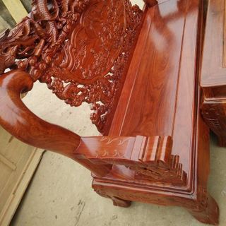 Bộ Bàn Ghế Đồng Kỵ Rồng Bát Tiên Gỗ Hương Vân