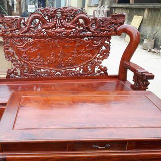 Bộ Bàn Ghế Đồng Kỵ Rồng Bát Tiên Gỗ Hương Vân