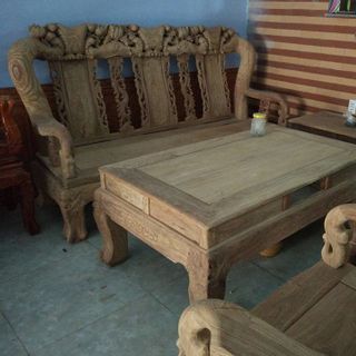 Bộ bàn ghế giả cổ đồng kỵ minh quốc đào tay 14 gỗ hương vân