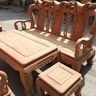 Bộ bàn ghế gỗ cẩm nam phi hàng đào tay 12