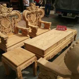 Bộ bàn ghế nghê đỉnh tay khuỳnh gỗ gõ đỏ