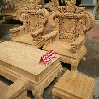 Bộ bàn ghế nghê đỉnh tay khuỳnh gỗ gõ đỏ