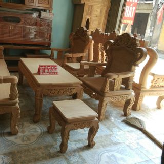 Bộ bàn ghế kiểu louis pháp gỗ gõ đỏ