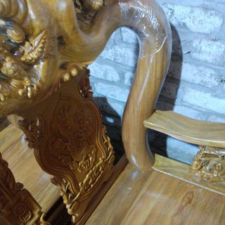 Bộ bàn ghế giả cổ trạm tứ linh tay 12