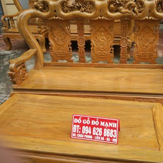 Bộ bàn ghế giả cổ trạm tứ linh tay 12