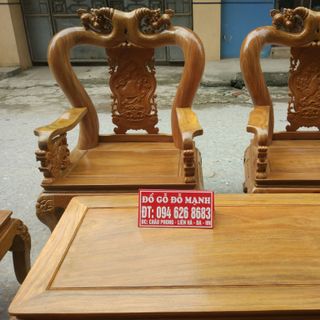 Bộ bàn ghế giả cổ trạm tứ linh tay 12