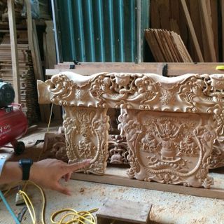 Bộ bàn ghế quốc voi gỗ gõ đỏ