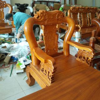 Bộ bàn ghế quốc voi gỗ gõ đỏ