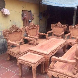 Bộ bàn ghế kiểu louis pháp gỗ hương đá