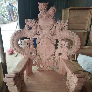 Bộ bàn ghế giả cổ nghê khuỳnh gỗ hương đá