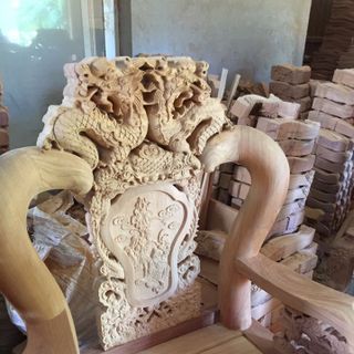 Bộ bàn ghế rồng đỉnh gỗ gõ đỏ