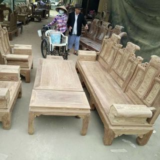 Bộ Bàn Ghế Âu Á Hộp Kiểu Cuốn Thư Gỗ Hương Vân Bộ 2m2 và 2m4